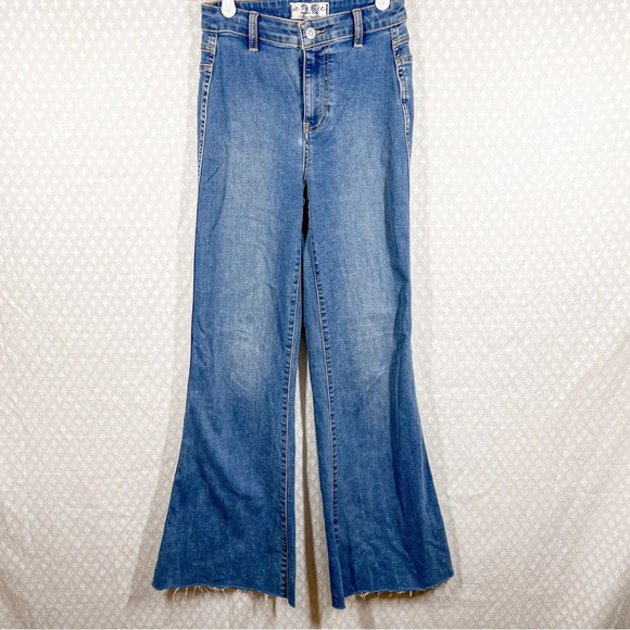 Free People We The Free Big Flare High Rise Curvy Boho Jeans - Picture 1 of 4